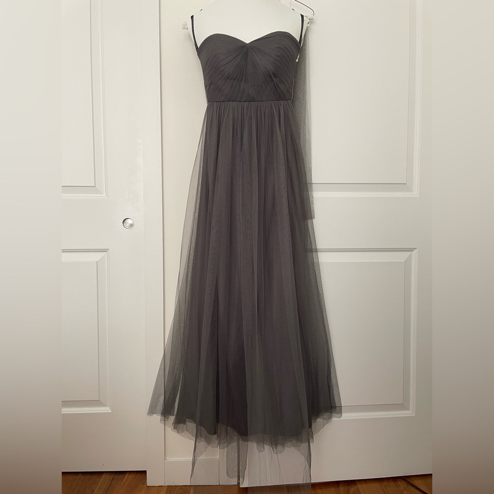 Jenny Yoo Strapless Gray Tulle Dress